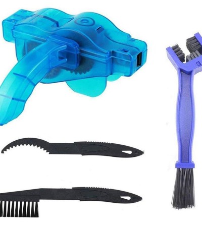 Bike Chain Scrubber, 4-Piece Portable Mountain Bike Chain Washer Cleaner Tool Quick Bicycle Clean Brush Kit for Cycling Bike, Road Bike, Mountain Bikes