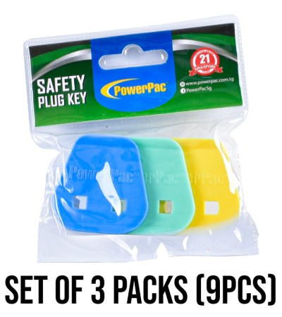 PowerPac 3X Socket Plug Key 2 Pin To 3 Pin UK / Child Baby Safety Singapore Sockets Plug Cover Protector (PK/317)