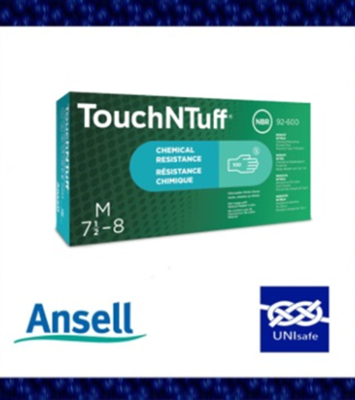 Ansell TouchNTuff 92-600 Disposable Nitrile Gloves, Size S to XL