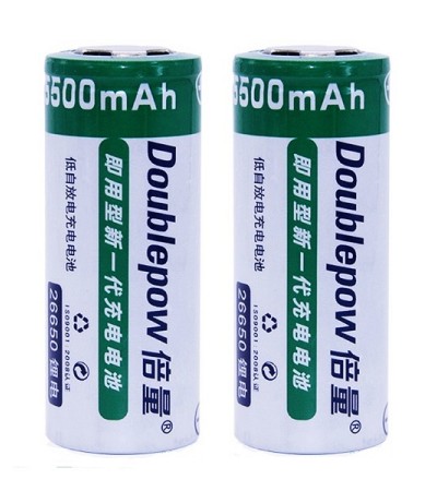 Doublepow 26650 5500mAh Li-on Rechargeable Flat Head Battery
