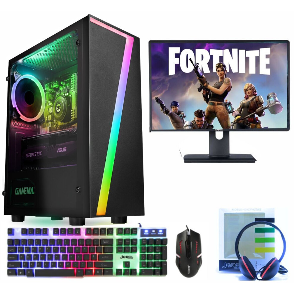 Refurbished Fast Gaming PC Computer Bundle Core i5 8GB 240GB SSD W10 Nvidia GT1030 